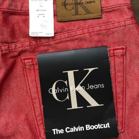 Calvin Klein Metal Denim Red Boot Cut Jeans Women's Juniors Size 11 NWT - Picture 4 of 6